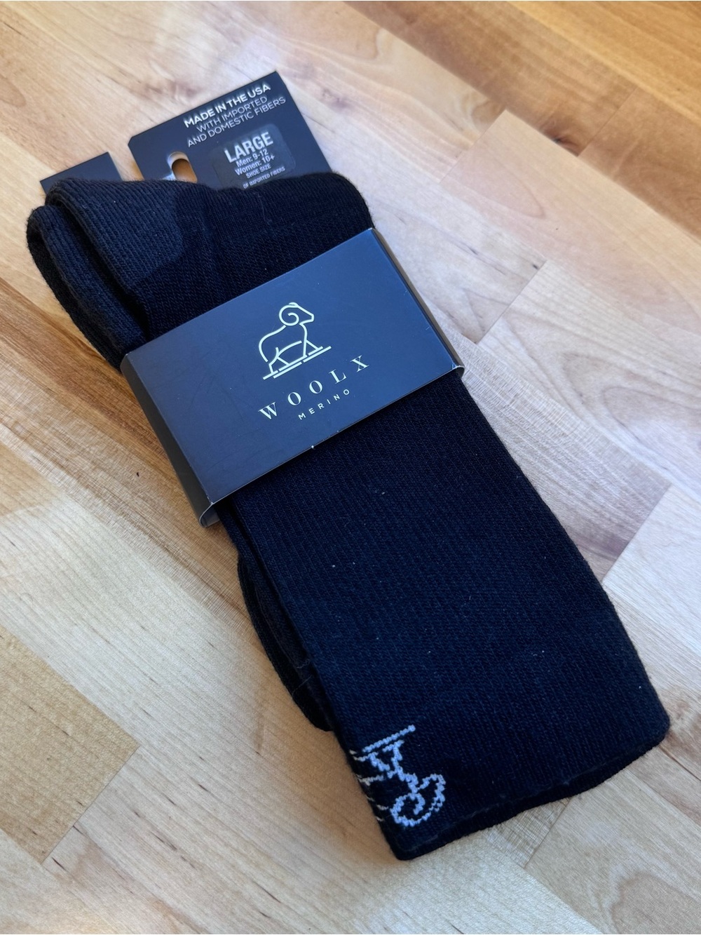 WoolX Black crew socks Men 9-12 / Women 10+